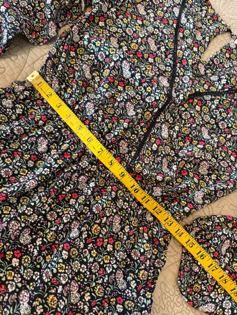 Y2K Ann Taylor Loft Floral Long-Sleeve Romper in Black Pink Cream Flowers, S - Picture 8 of 11